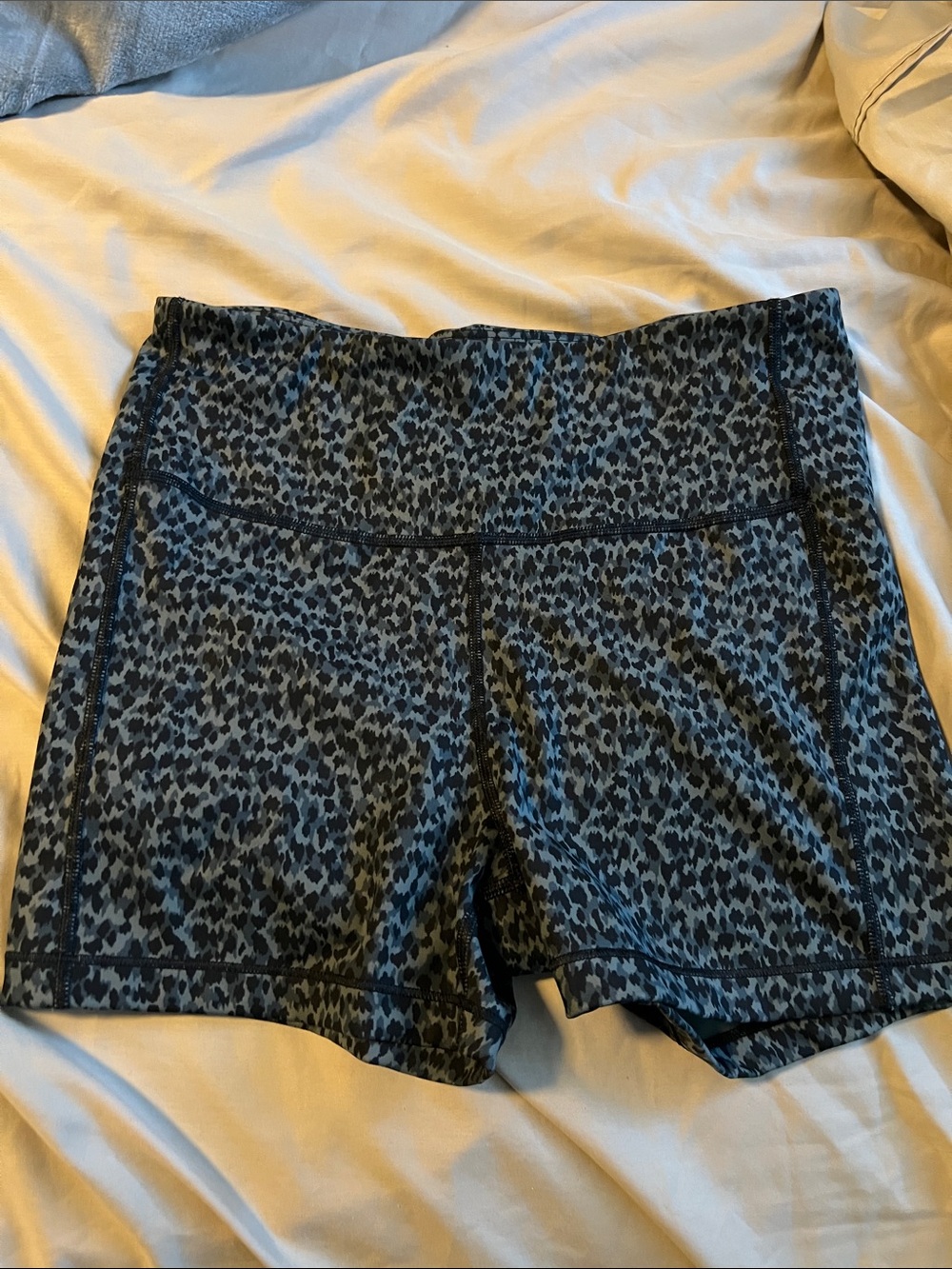 Athleta Black and Gray Leopard Print Athletic Shorts